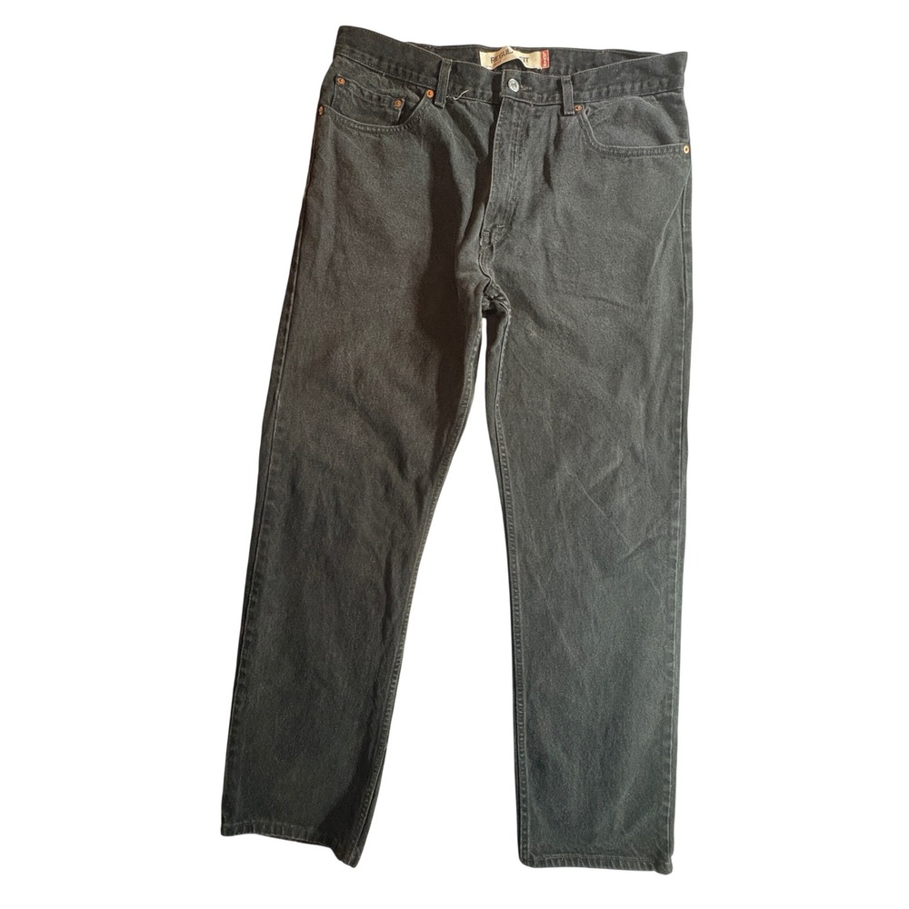 Levis 505 Regular Fit Jeans Mens 38x34 Black Straight Leg Cotton Denim Pants